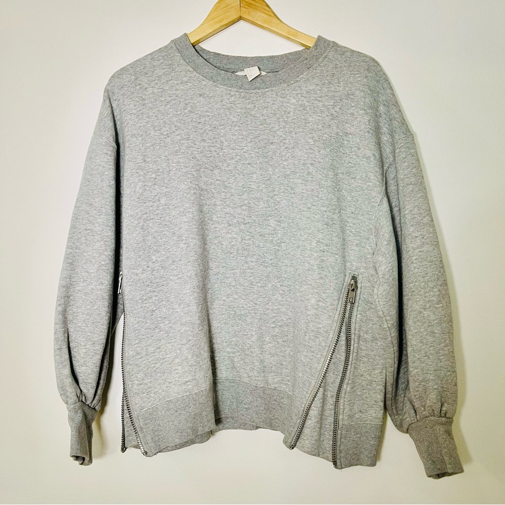 H&M- OVERSIZED SWEATSHIRT Gray Puff Sleeve Crew Neck Sweatshirt